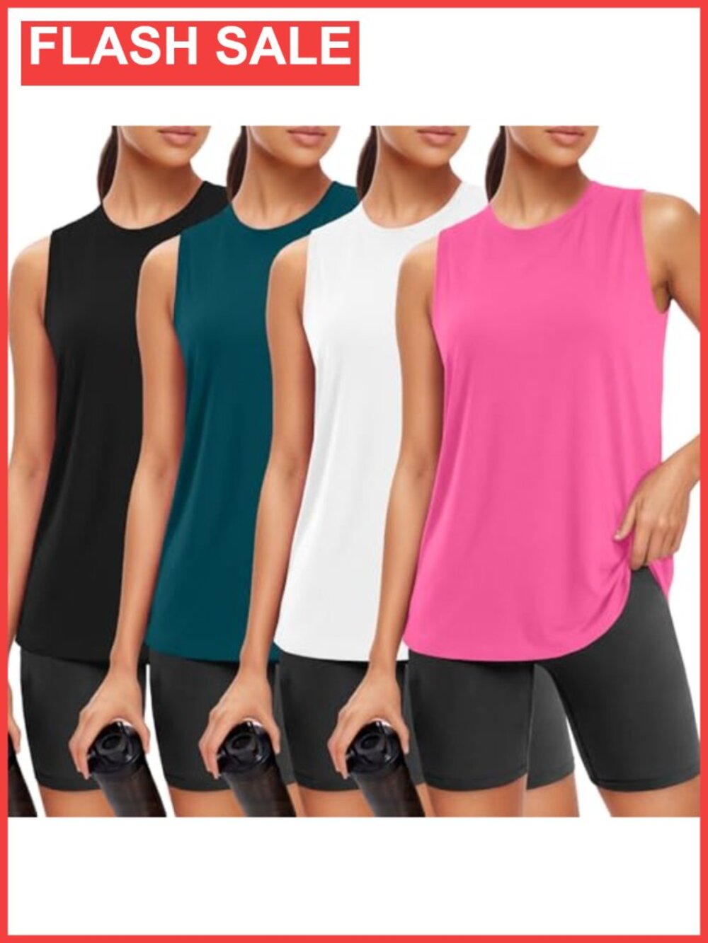 4 Pack Women's Workout Tank Tops Sleeveless Athletic Loose Fit Shirts